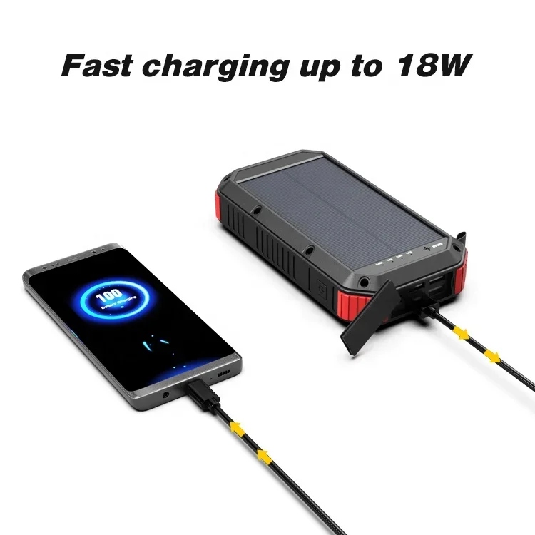 Amazon Fast Charger Battery Panel Camping Light 4 USB IPX5 Waterproof External Battery Solar Power Bank