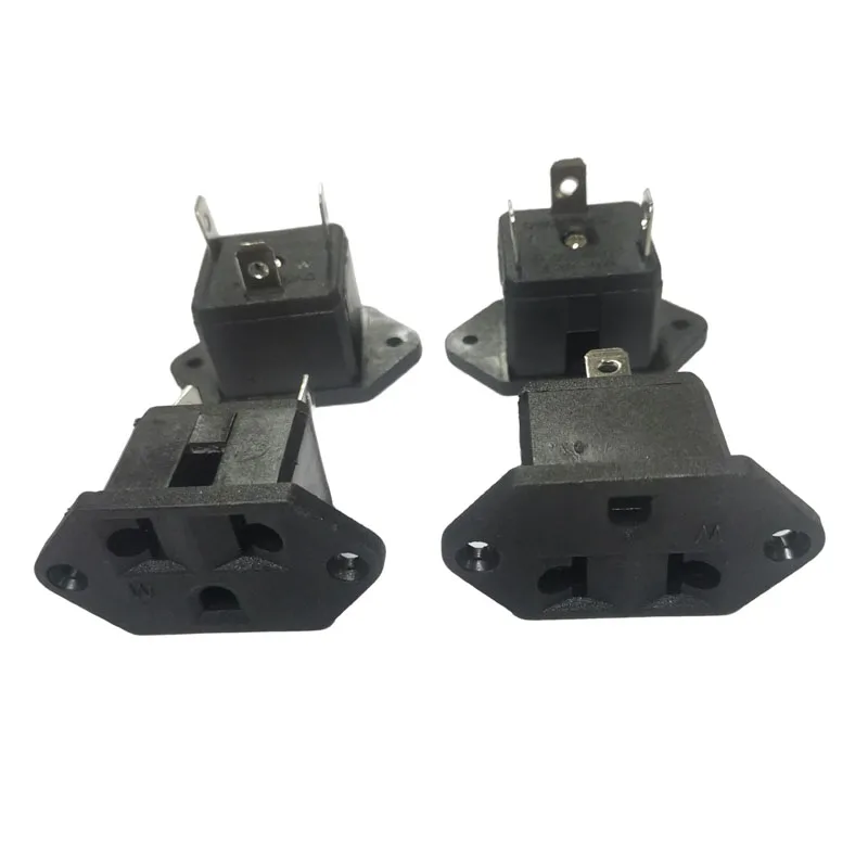 Black US Panel Mount Outlet Power Connector USA Japan Canada Mexico Embedded Industrial Socket Panel Receptacle AC power socket