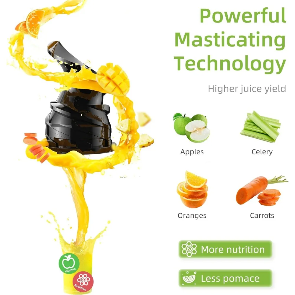 Haoyunma Langzaam Kauwen Juicer Koude Pers Juicer, Sapcentrifuge Machines Groente En Fruit Met Stille Motor En Grote Voeding