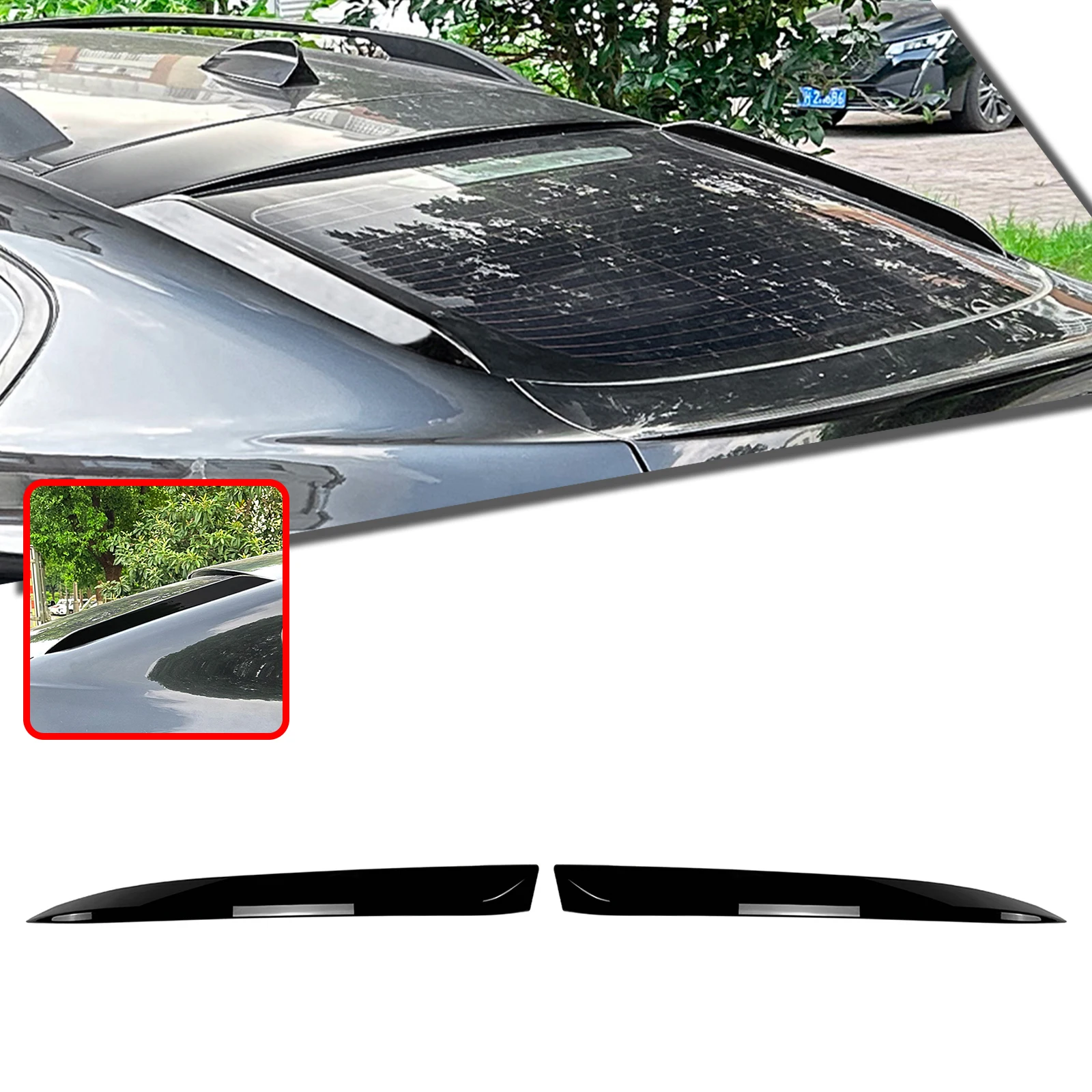 

Rear Window Side Spoiler Trim Wing For BMW X6 X6M E71 E72 2008-2014 Carbon Fiber Look/Gloss Black Tailgate Windshield Deflector