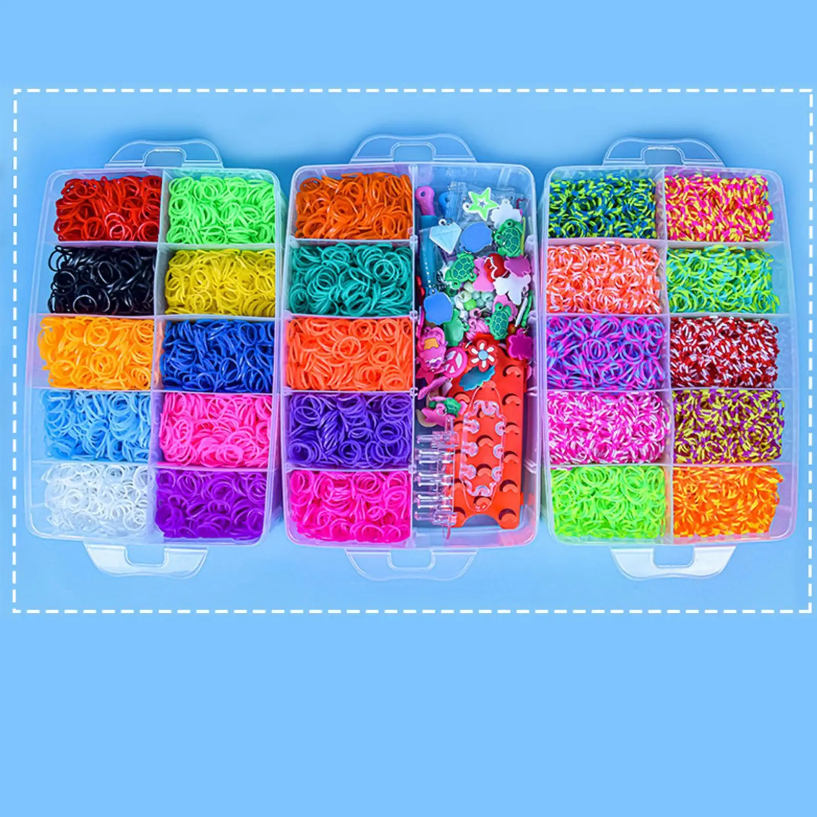 Rubber Band Bracelet Kits for Kids DIY Loom Craft Set with TPR Bands Beads Pendants Portable Travel Creative Gift for Children