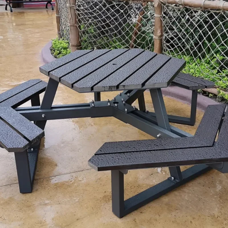 for Outdoor Table and Chair Set One Piece Park Bench Designer Food Street Garden Courtyard Seat Scenic Spot Combination