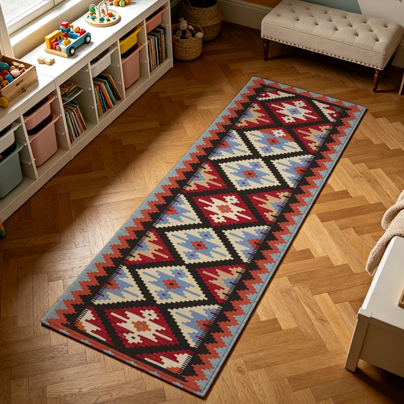 Kilim Tribal Geometric Area Rug Ethnic Retro Pattern Carpet flooring Living Room Kitchen Floor Decor