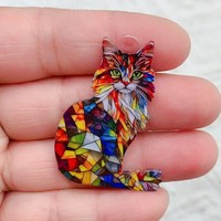 10pcs Acrylic Cat Charms Pendant Designer Charms Fit Earring Keychain Jewelry Making DIY Jewelry Findings