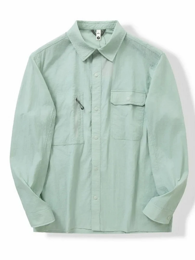 

New Advanced American Sle Outdoor Sports Casual Sunscreen Breathable Collar Long Sve Blue irt Men Spring Autumn Polyes...