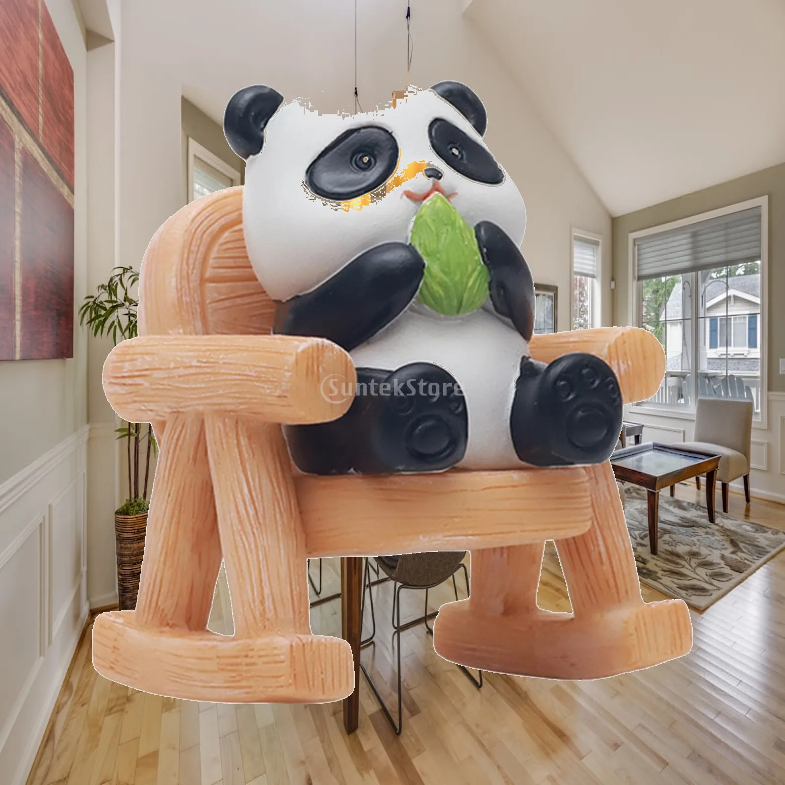 Animal Figurine Resin Cat Statue on Rocking Chair for Garden Interior Sculpture Home Decor Balcony Desktop Ornament Gift
