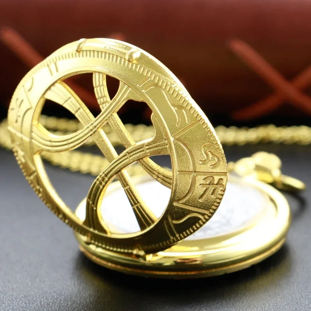 Reloj de bolsillo hueco dorado, collar de Esmeralda, cadena Fob, reloj Steampunk, reloj de bolsillo Vintage de cuarzo, regalo para hombres y mujeres