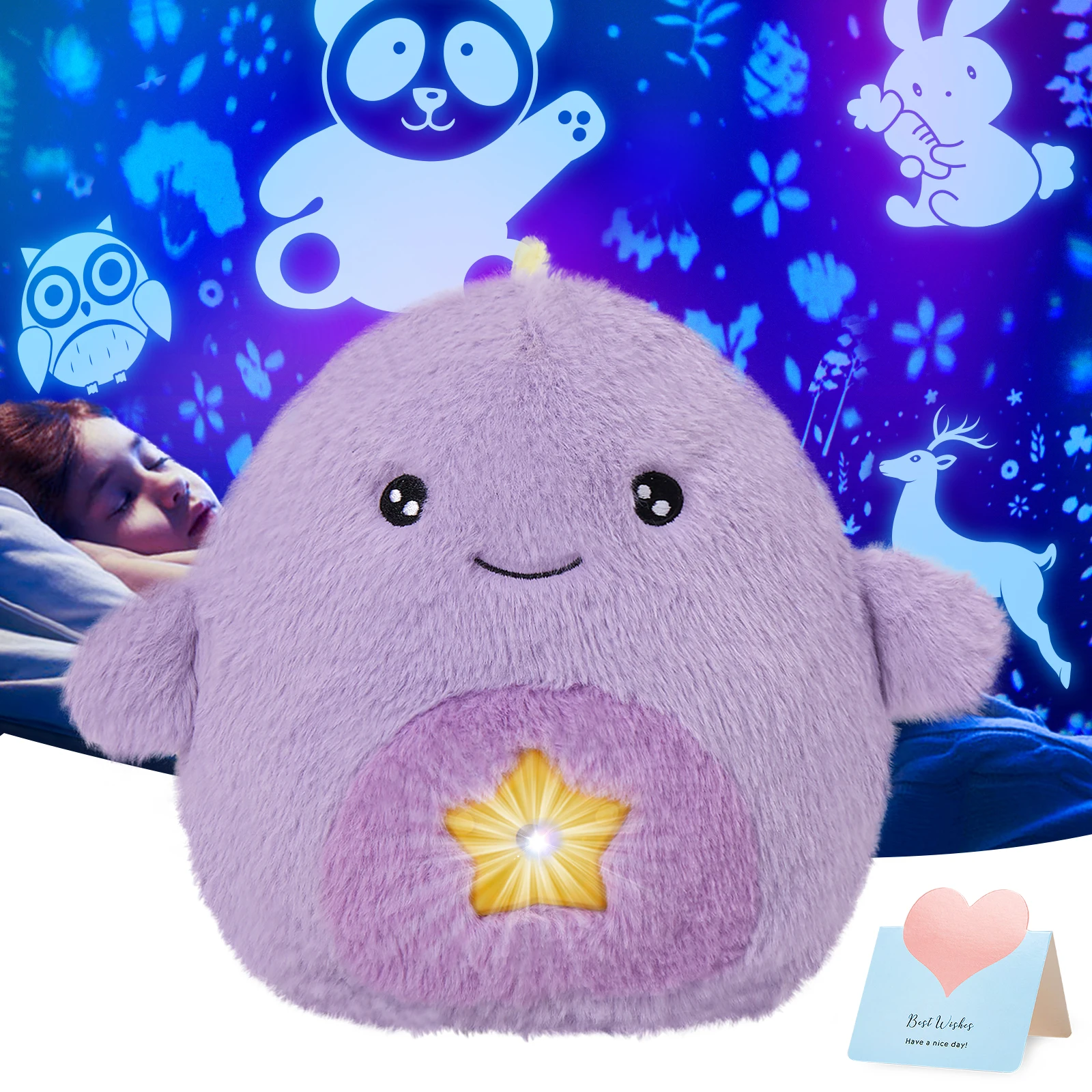 28cm Glowing Projector Unicorn Plush Toys Doll Throw Pillows with LED Light Cute Soft Stuffed Toy Animals Kids Girls for Gifts