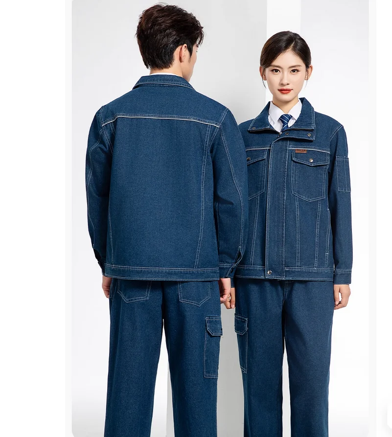 Spring and Autumn Cowboy Work Clothes Men's Stand up Collar Wear resistant Labor Protection Clothes