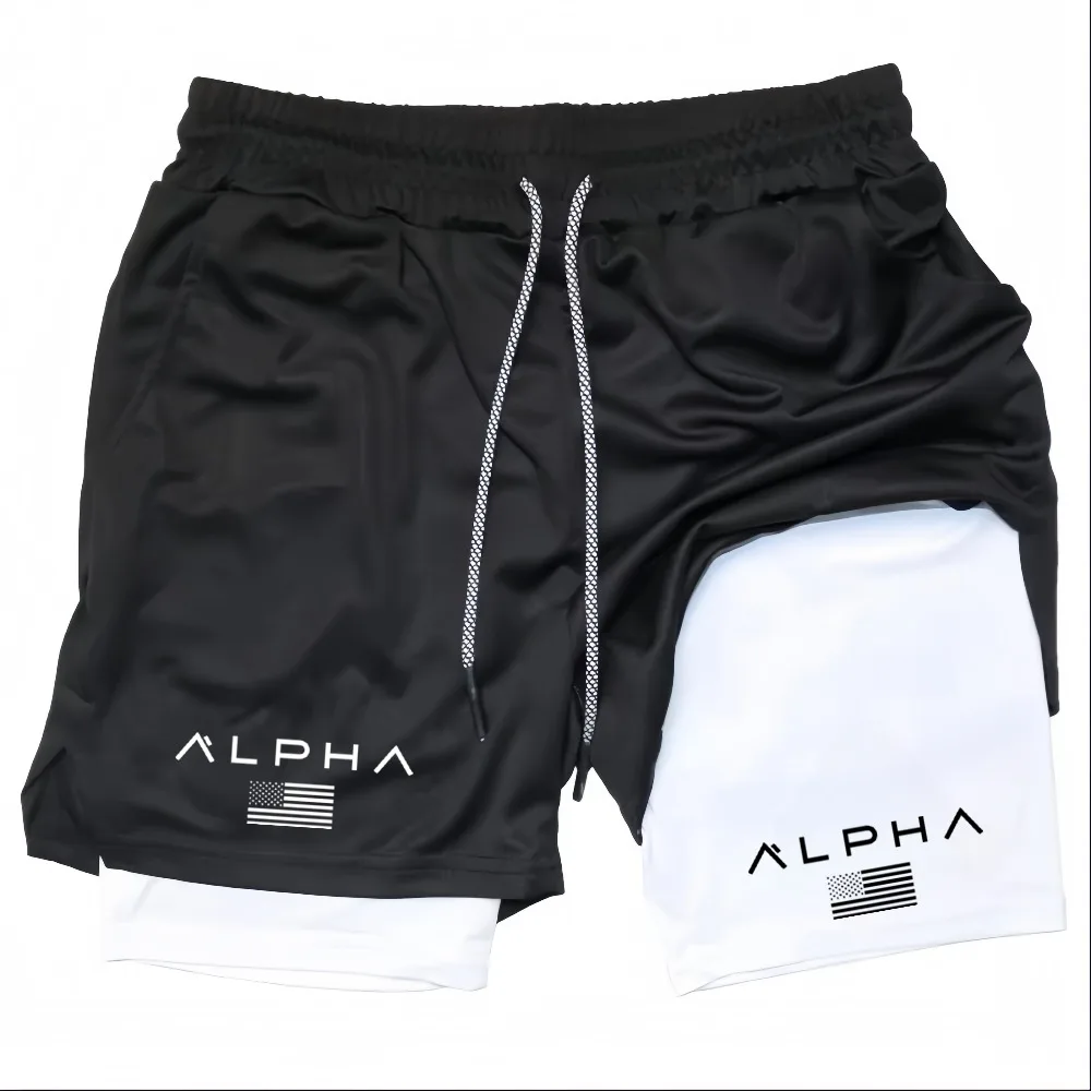 Men Running Shorts 2 in 1 Double-deck Sport Shorts Sportswear Gym Fitness Short Pants Training Jogging Bottom Men's Clothing