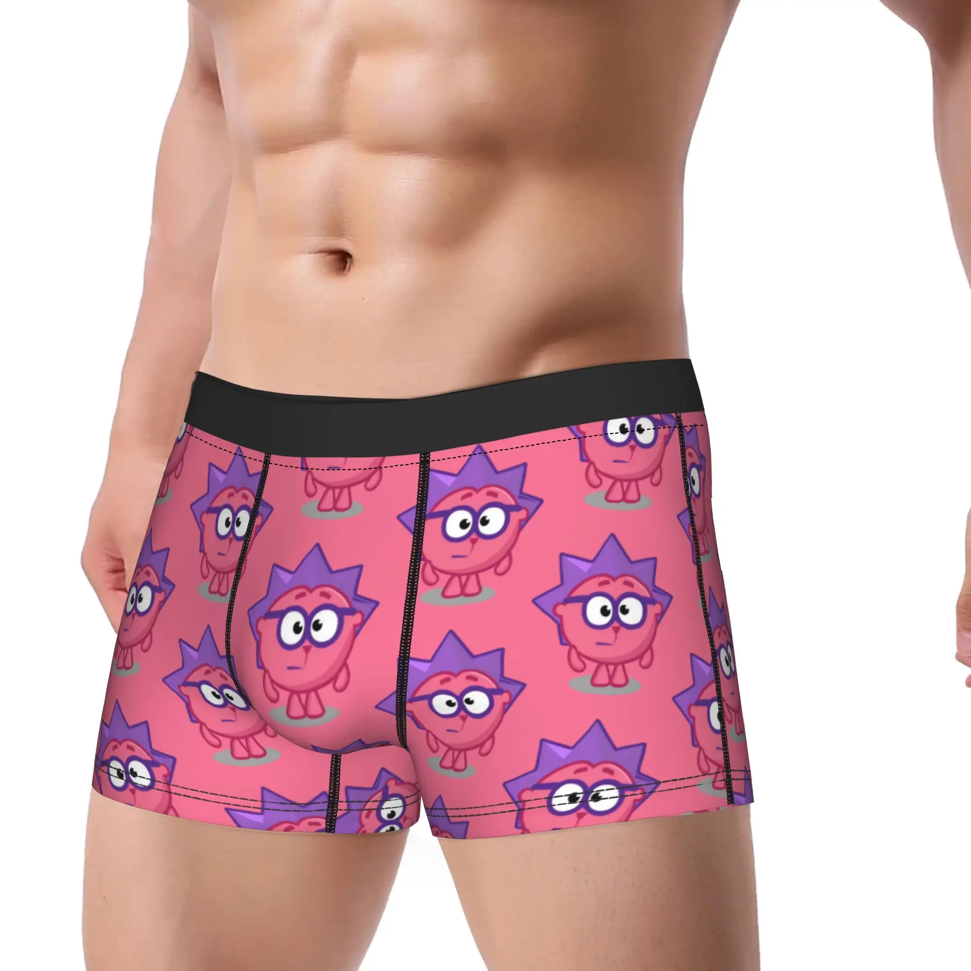 Kikoriki Rosa Single Character Portrait Boxer Brief  Underwear Trenky Males Novelty Trunk Pattern Plus Size Underpants