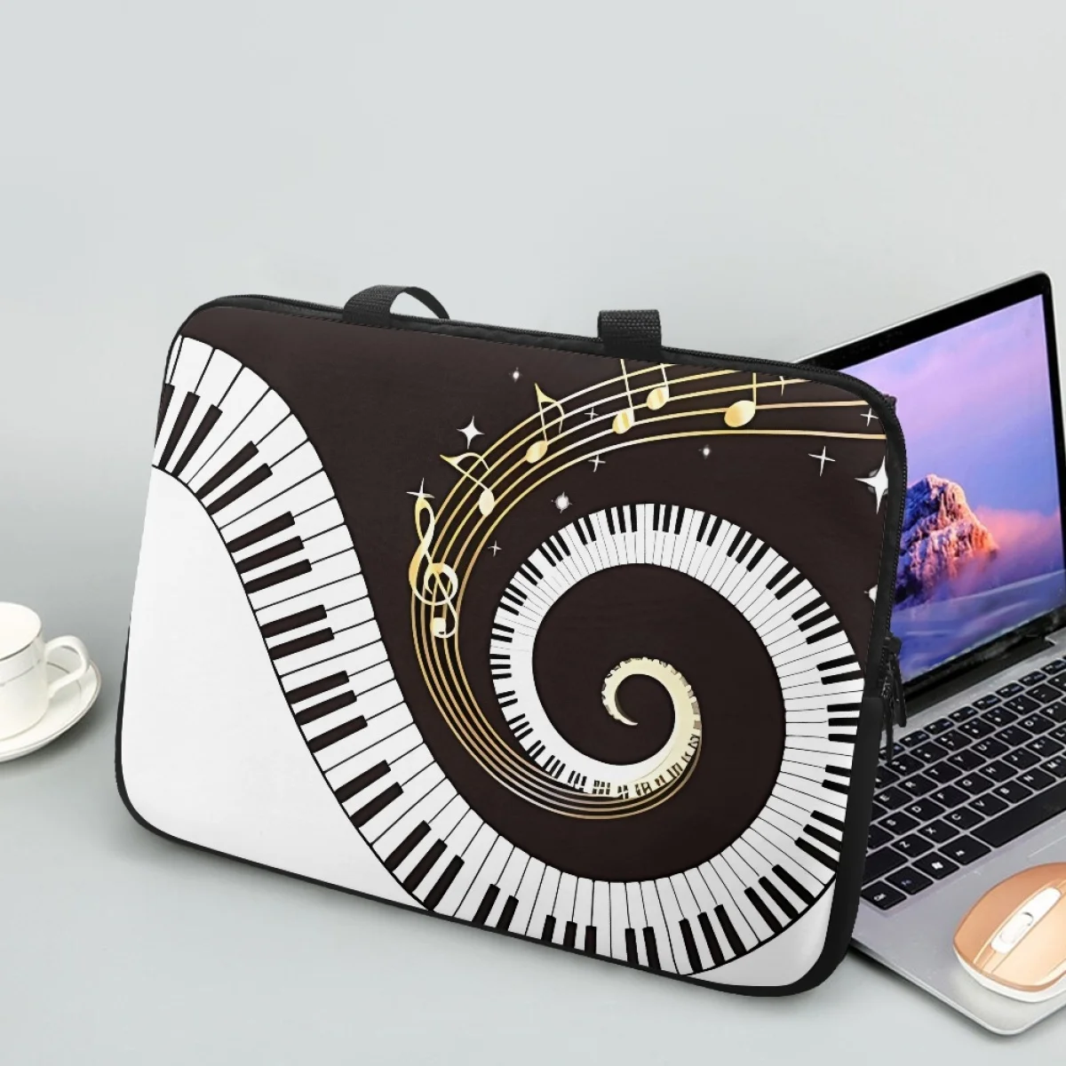 Universal 10 12 13 15 17Inch Tablet Bag Luxury Note Piano Music Design Briefcase Fashion Top Handle Computer Notebook Case Cover