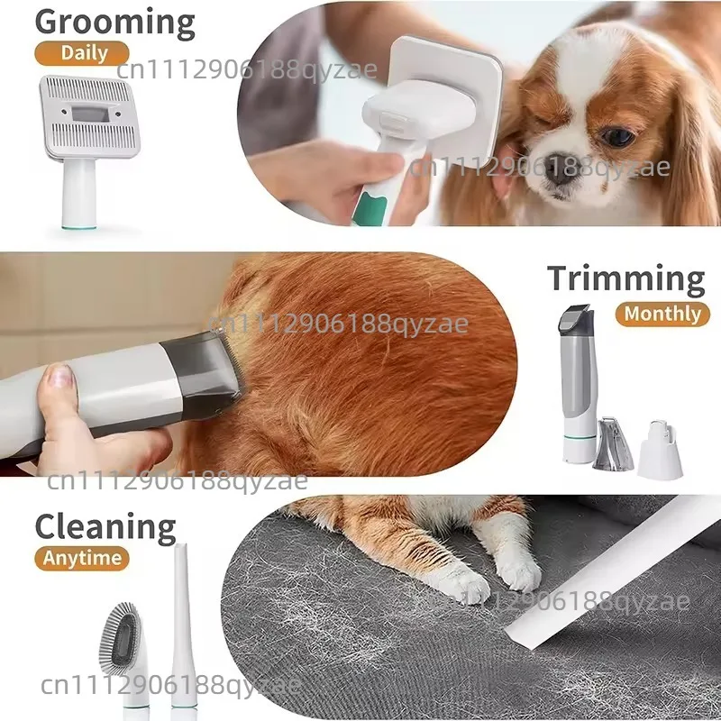 Pet 7-in-1 Hair trimmer Multifunctional pet set Cat and dog shaving manicure beauty instrument Hair vacuum cleaner view 5