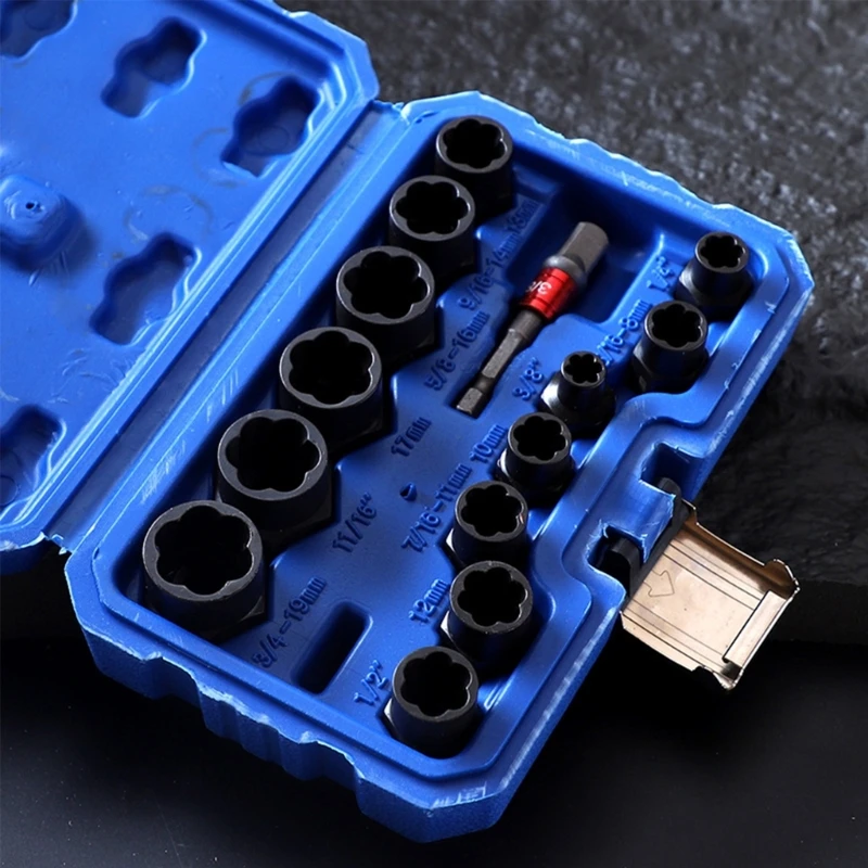 Nut Remover Extractor Socket Tool Remover Tool 3/8 14 Pieces