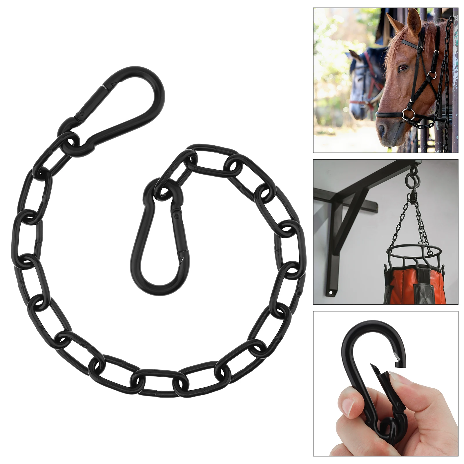 19.7 inch 5mm Stainless Steel Gate Link Chain Lock for Outdoor Fences Pet Cages Livestock M8 Carabiners Chain Link Latch Lock