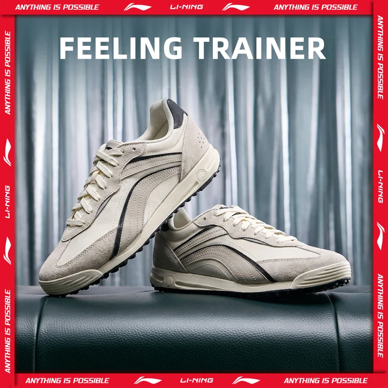 Li-Ning Men's FEELING TRAINER Lifestyle Shoes Retro Soft Lightweight Sports Shoes LiNing Stylish Casual Sneakers AGLW041