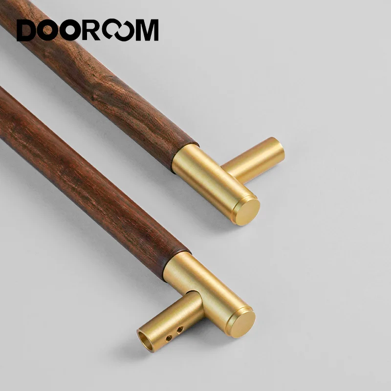 Dooroom Antique Brass Door Double Single Sided Stripe Linear Pull Bar Walnut Wood Gate Glass Door Shower Room Handles