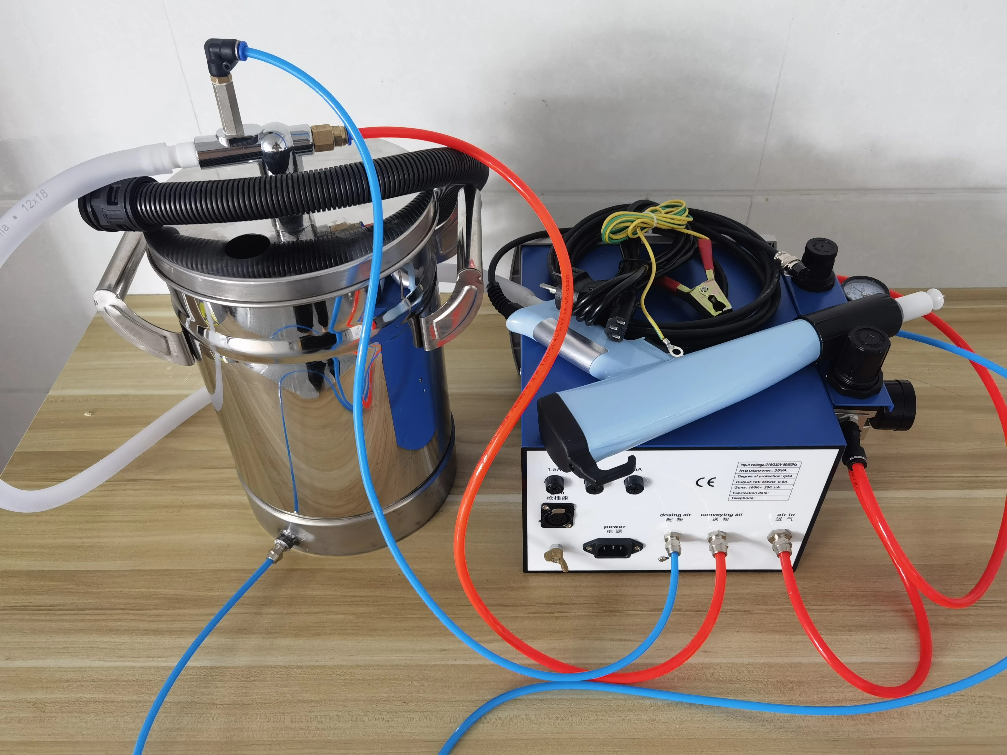 Lab Test Powder Coating Painting Machine Kit With Stainless steel bucket Powder Coating Spray Gun and 601 Painting Unit