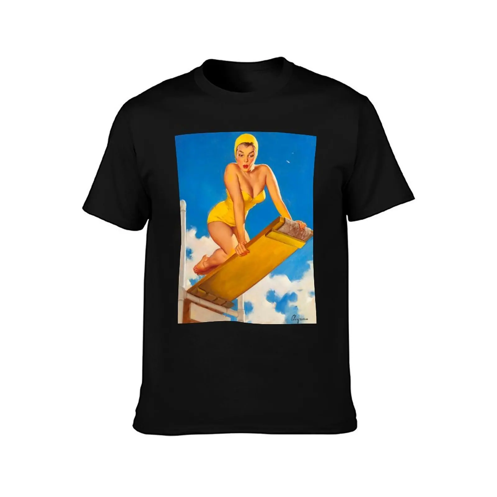 Pin-Up Girl - Elvgren - Vintage T-Shirt Large Size Casual Short Sleeve Top T-Shirt