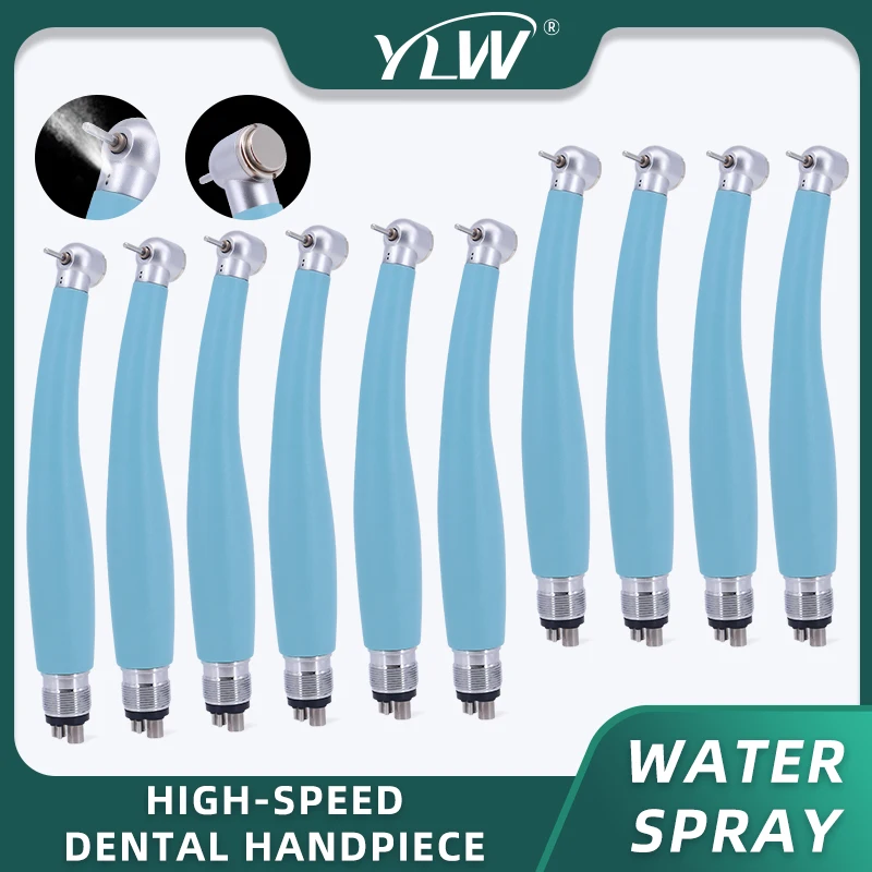 Dental Handpiece High Speed Air Turbine Blue Push Button High Rotation Pens 3 Water Spray 2/4Hole Ceramic Bearings 10PCS