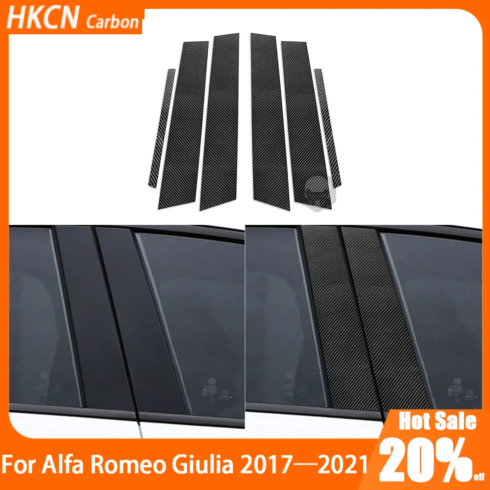 

Carbon Fiber B-pillar Door Post Panel Car Accessories Exterior Cover Trim Sticker Modification For Alfa Romeo Giulia 2017—2021