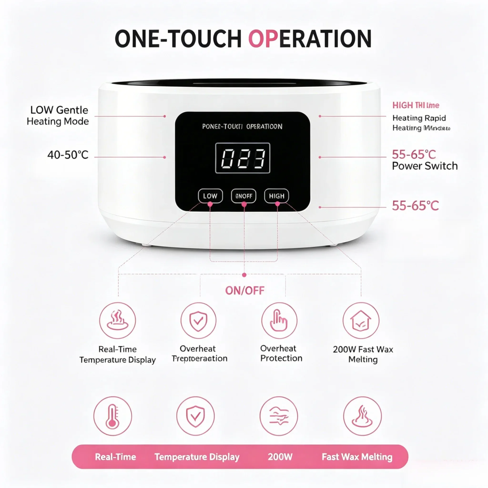 WAX-2000 Paraffin Wax Heater 200W Digital Display Temperature Control Hand Foot Spa Wax Warmer Machine for Salon Home Use view 3