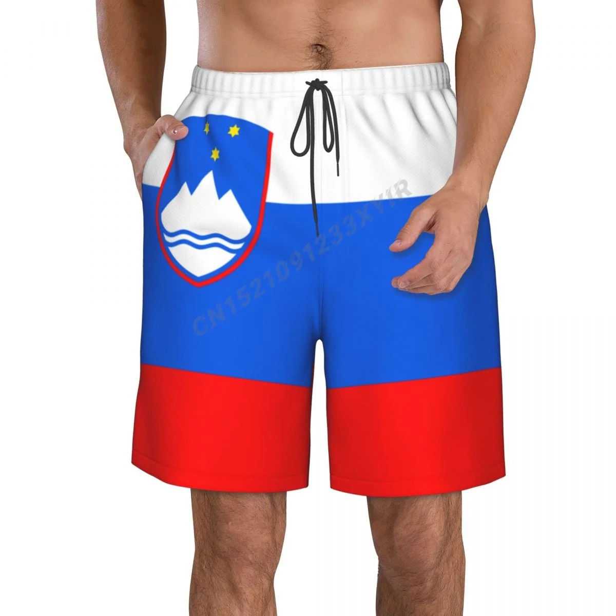 

Летние мужские пляжные брюки с флагом Словении, шорты для серфинга, M-2XL, полиэстер, купальник для бега
