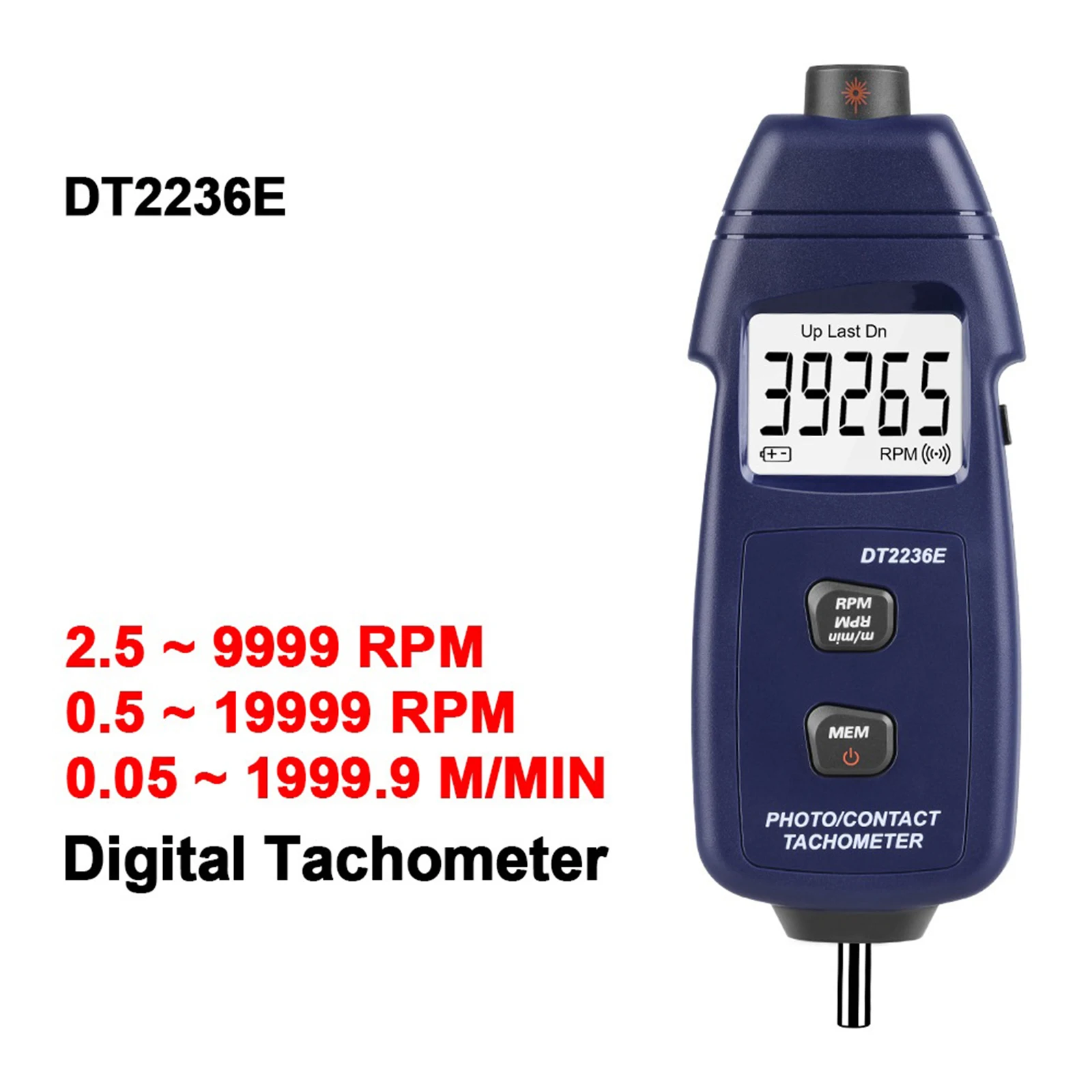 Photoelectric Tachometer Instruments Contact Non-Contact Digital Tachometer Rpm Measuring Instrument Professional Measuring Tool