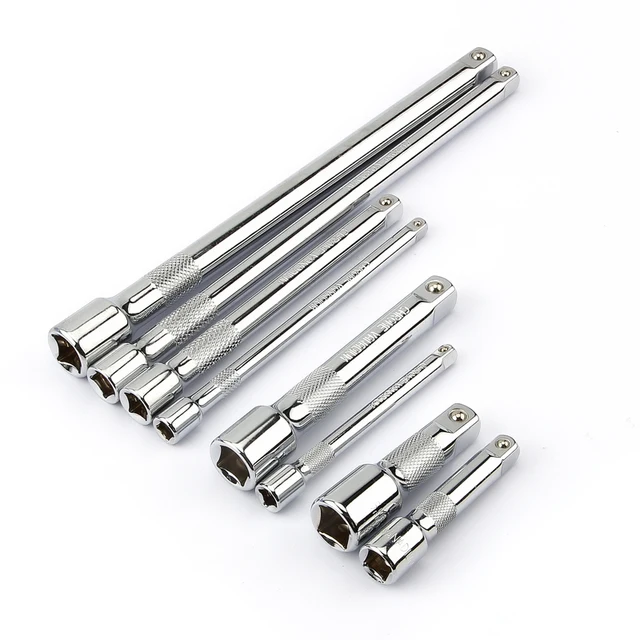 1/4 "3/8" 1/2 "stal chromowana klucz nasadowy z grzechotką długi przedłużacz 50/75/100/125mm tuleja kierownicza akcesoria do korbowodu