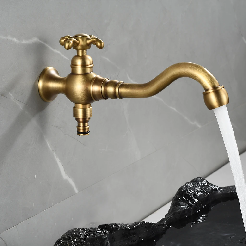 

Courtyard Bibcocks Faucet Garden Outdoor Antifreeze Antique Wall Mounted Faucets Balcony Outdoor Retro Only Cold Water Tap