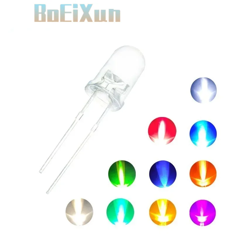100PCS/LOT 3mm LED Diode Kit F3 Light Emitting Warm White Green Red Blue Yellow Orange Purple UV Pink LED DIY