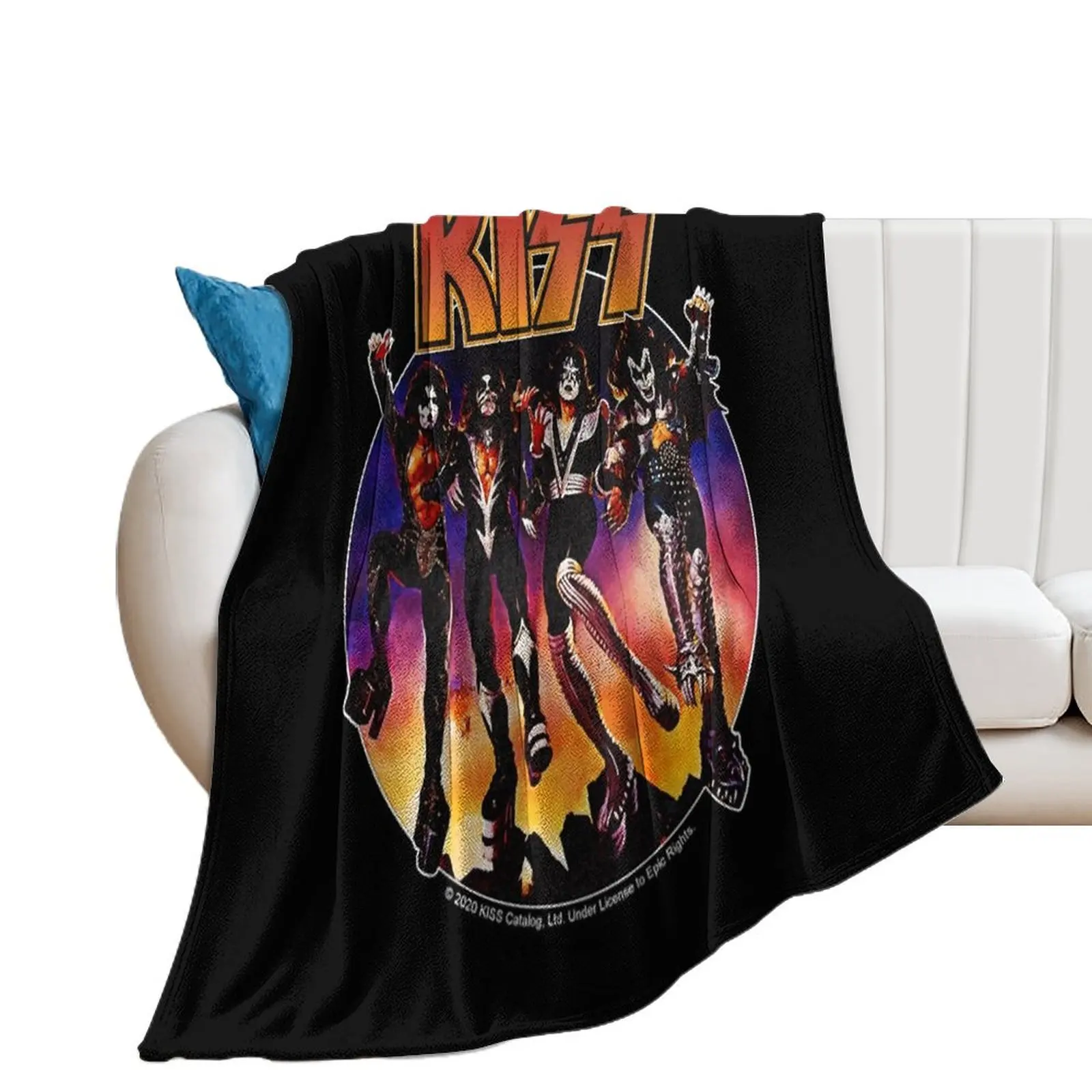 

KISS (Vintage Design) Classic Throw Blanket for sofa Flannel Fabric heavy to sleep funny gift Blankets