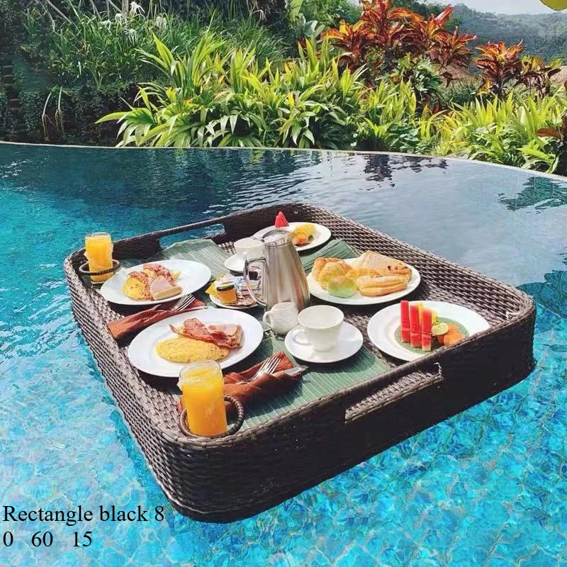 Swimming Pool Floating Breakfast Tray Water Vine Weaving Basket Wedding Photography Props Tray Decoration Internet Celebrity