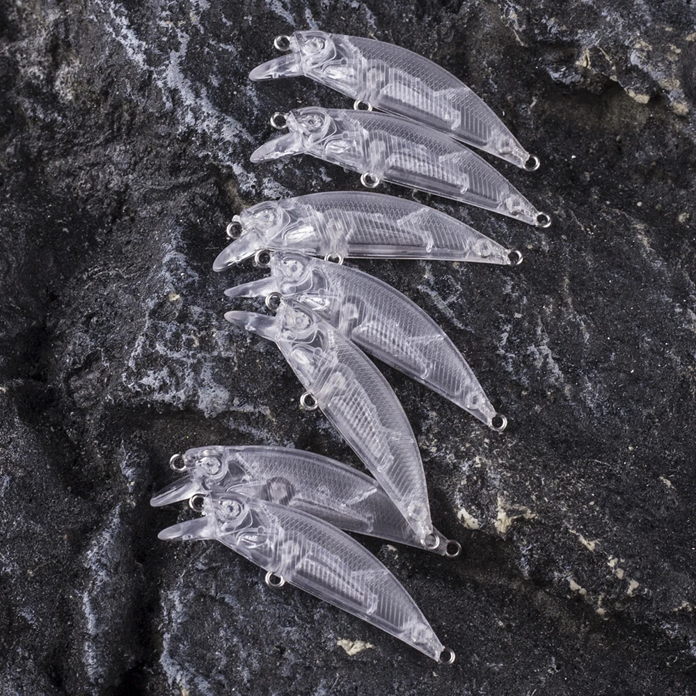 AYWFISH 15PCS Mini Sinking Minnow Unpainted Fishing Bait Transparent 5.5CM 4.2G Artificial Hard Small Shallow Diver Lure Blanks