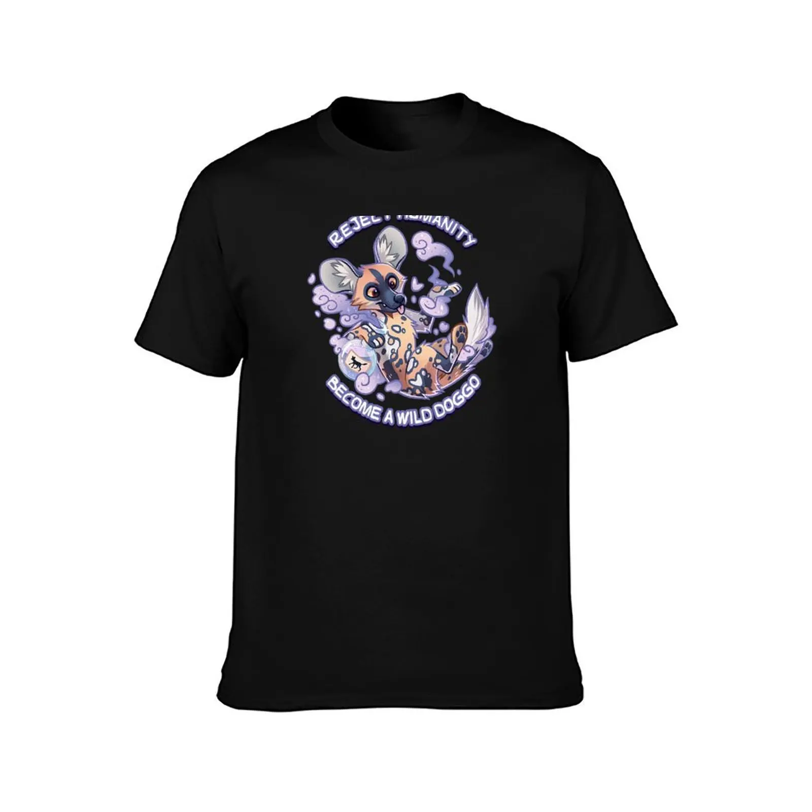 Reject humanity, Become a WILD PAINTED DOG! - Lycaon Silver Potion T-Shirt Work Short Sleeve Cotton Top T-Shirt