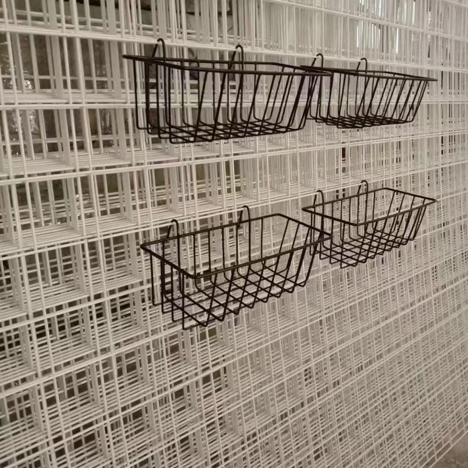 Wrought Iron Wall Hanging Storage Basket Floating Shelf Organizer for Kitchen Pantry Garage Laundry Room