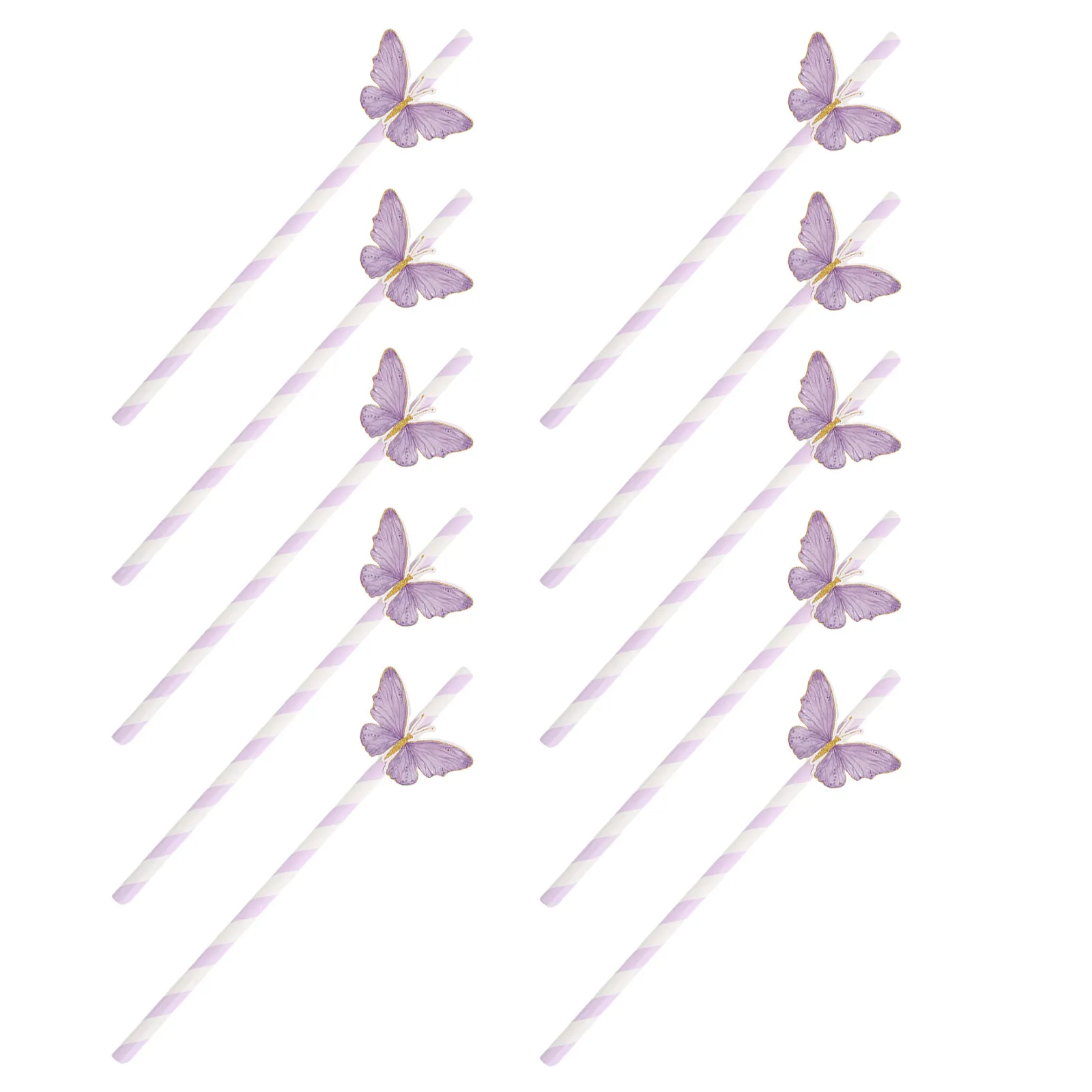 60Pcs Butterfly Paper Straws Striped Colorful Drinking Straws Birthday Bridal Shower Shower Party Supplies