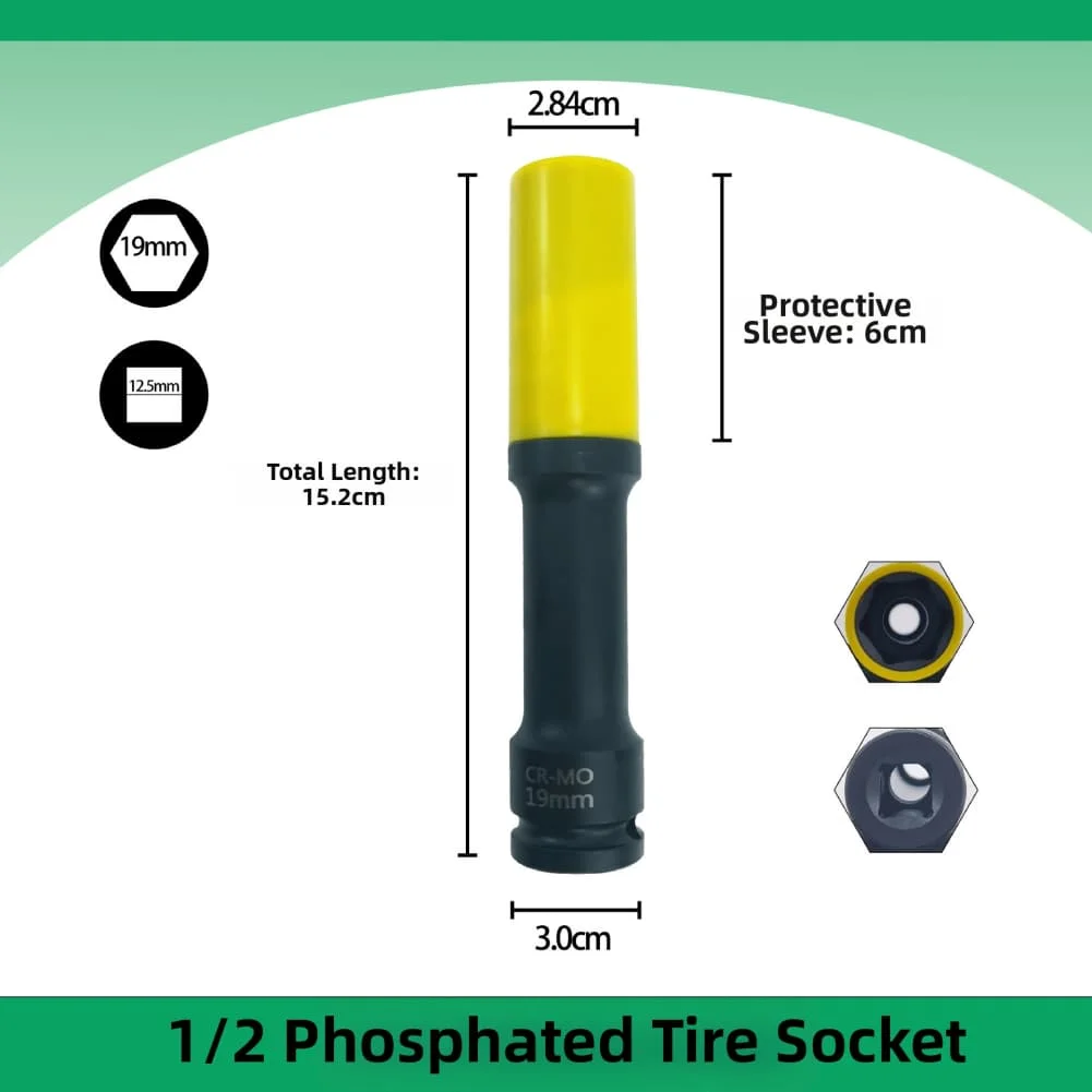 3-Piece Lug Nut Socket Set with 1/2 Drive Thin-Wall Construction and Wear Resistant Size Markings for Automotive Use