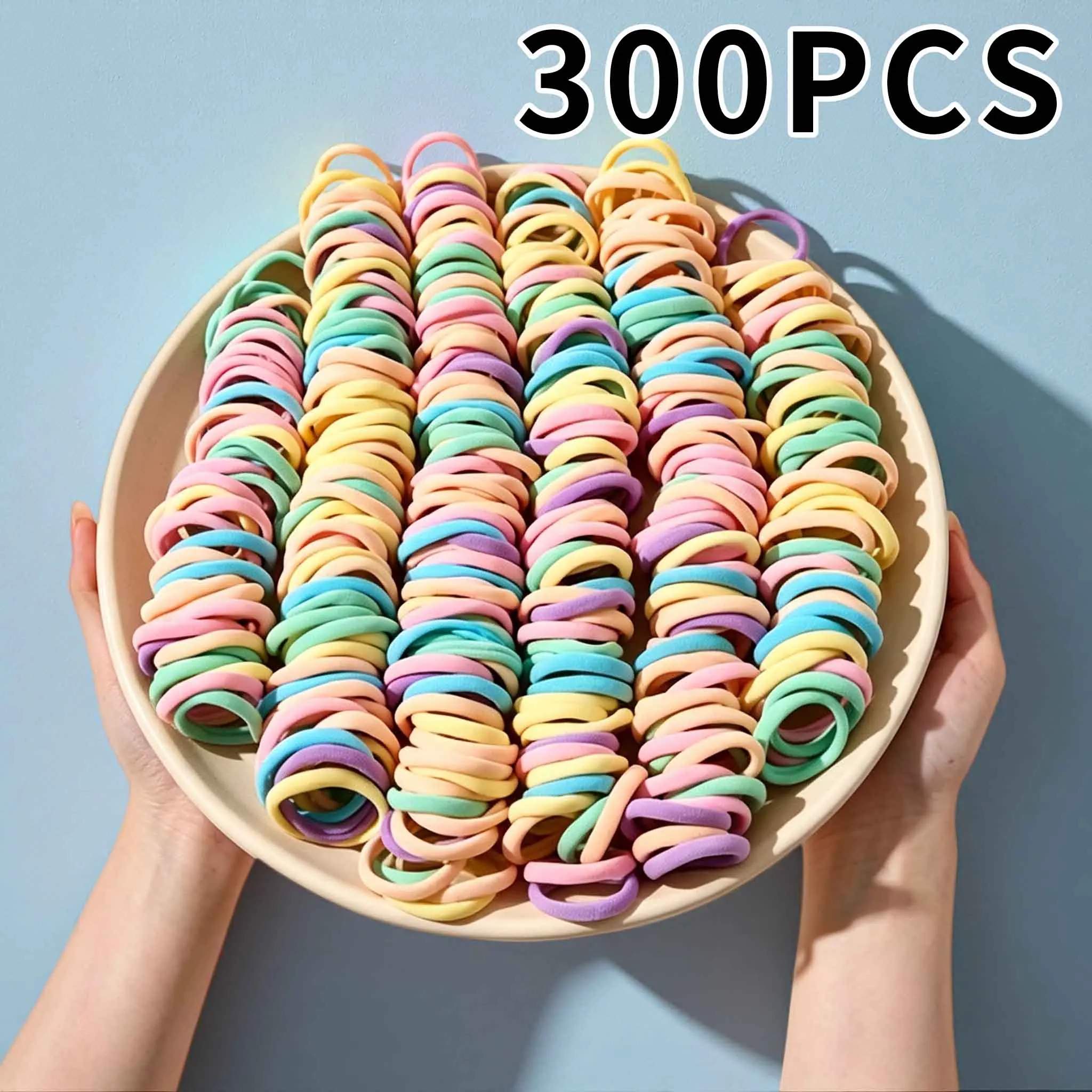 300Pcs Colorful Basic Elastic Hair Bands, Suitable for Daily Use, Basic Hair Accessories for Women, Ponytail Hair Ties, Fashionable Hair Accessories for Women, Suitable for Gift Giving, as Giveaways, Etc.