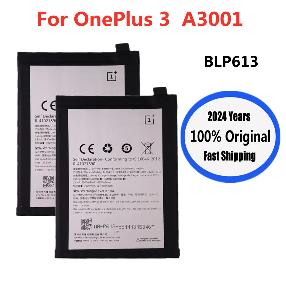 

2024 Years New High Quality BLP613 One Plus Original Battery For Oneplus 3 A3001 Phone Battery Bateria In Stock + Tools