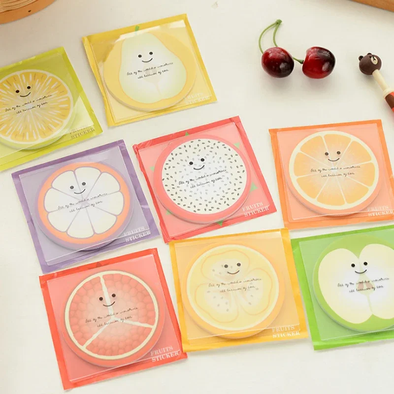 1pcs round color fruit cross-sectional pattern sticky notes N times sticky notes 11 selected  notes for writing notes