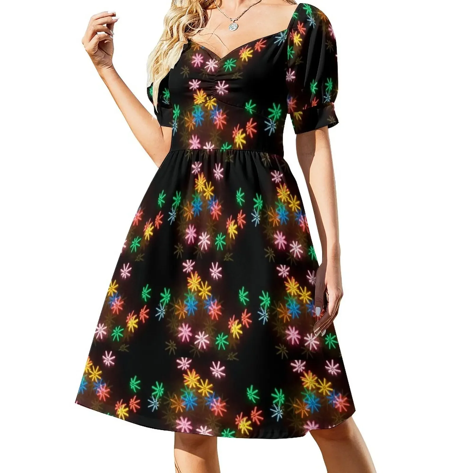 

Neon Confetti Party Short-Sleeved Dress women long dresses women's evening dresses