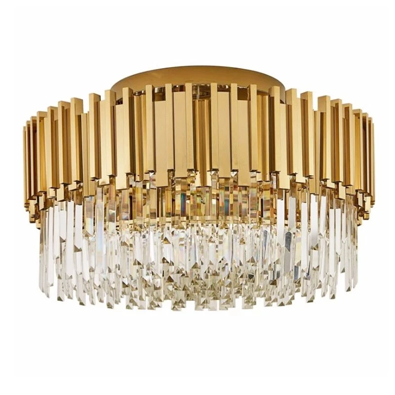 

E14 Led Postmodern Silver Golden Stainless Steel Crystal Led Chandelier Lighting Lustre Suspension Luminaire Lampen For Foyer