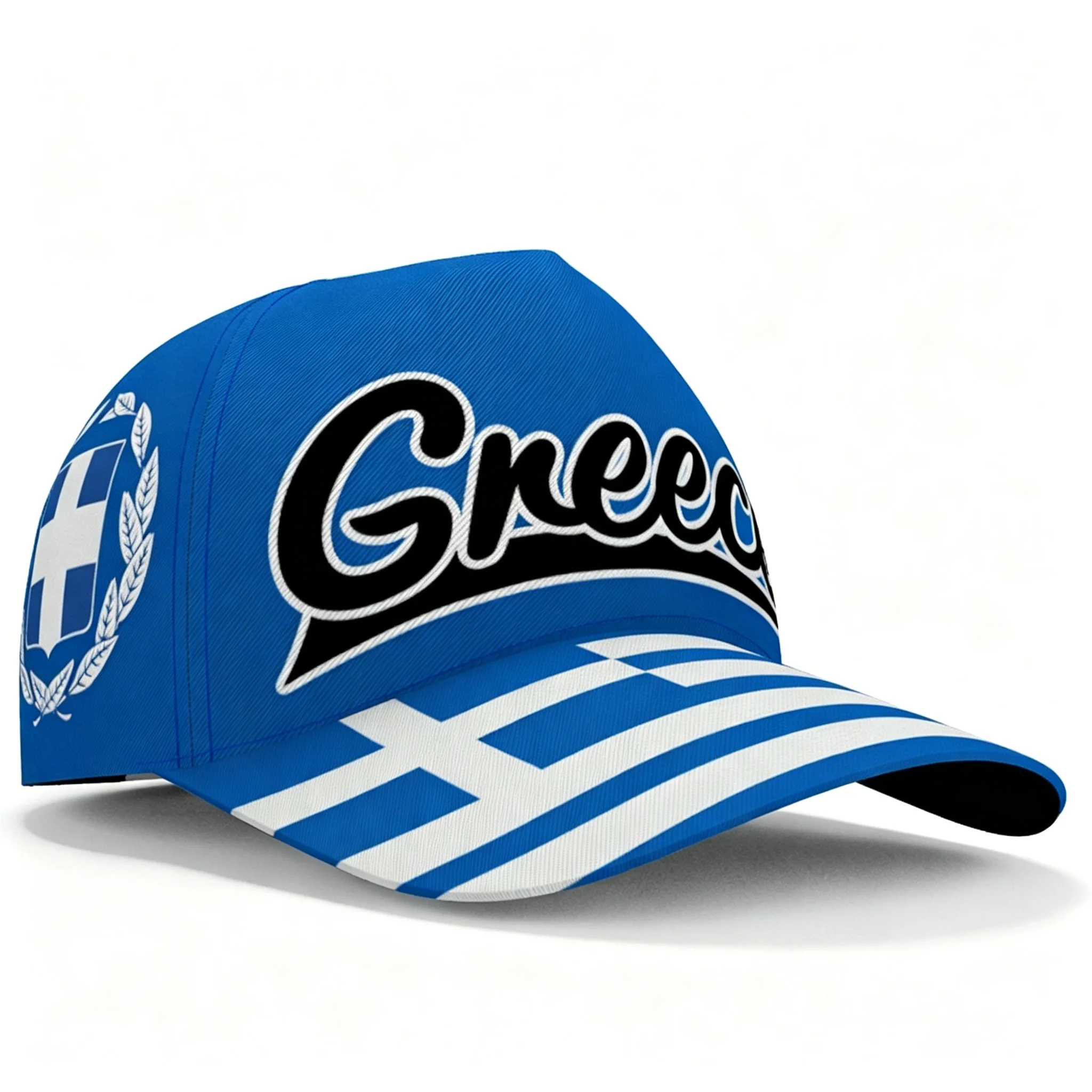 

Unisex Greece Stripe Flag Snapback Cap Greece Cursive Letter 3D Print Breathable Hip Hop Streetwear Outdoor Peaked Hat
