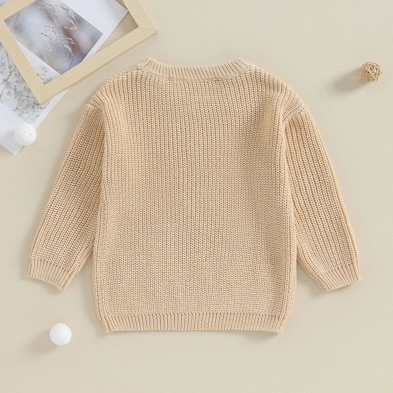 Pull en tricot brodé de lettres pour grand frère et petit frère, pulls à manches longues, tenue assortie pour frères et sœurs