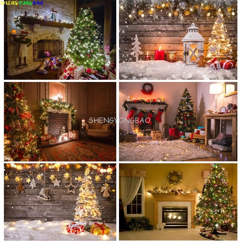 

SHENGYONGBAO Vinyl Custom Christmas Day Photography Backdrops Prop Christmas Tree Festival Photo Studio Background XT20924SD-14