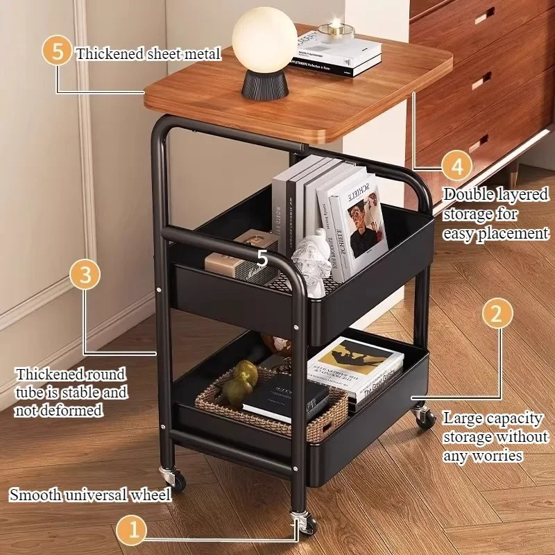 Flexible removable shelves, living room, sofa side, several bedrooms, household snack cart, multi-layer storage