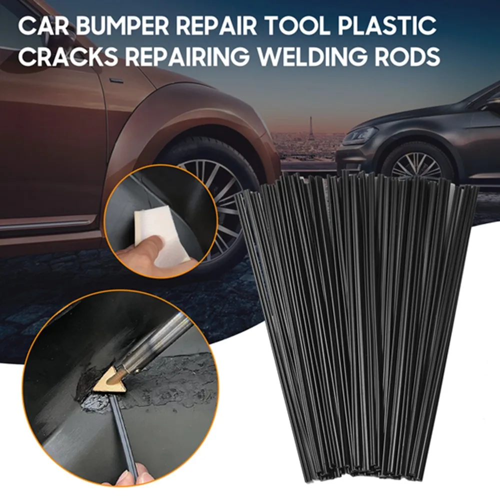 50PCS 25CM Plastic Welding Rods PP Black Polypropylene Welding Rods White Double-Strand Round Low Density Welding Rods