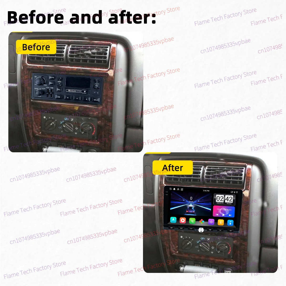 Car Stereo Android for Jeep Cherokee XJ 1997-2001 1 Din 9