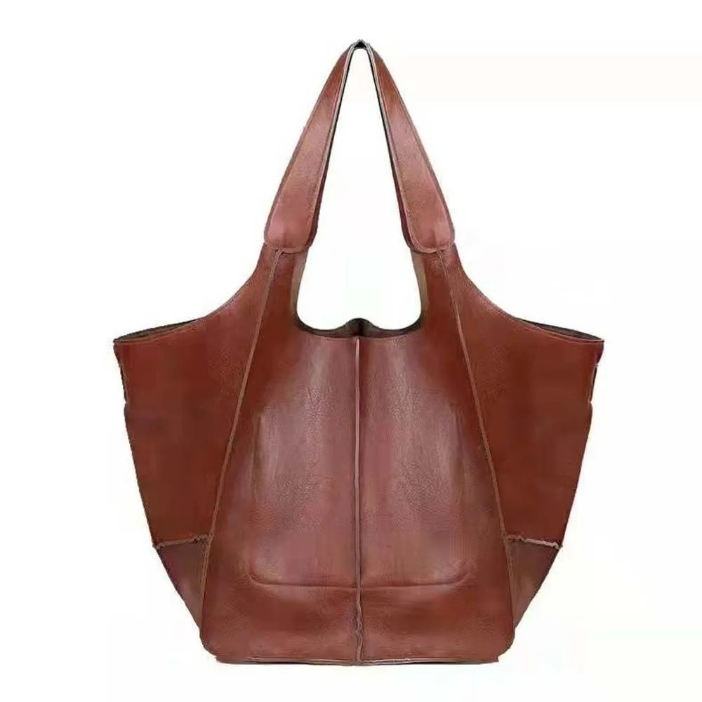 

Casual Soft PU Tote Bag Multi-Pocket American Style Large Capacity Shoulder Bag Magnetic Button Soft Versatile Commuting Handbag